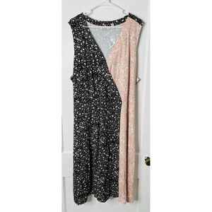 Isaac Mizrahi Midi Dress 3X Cottagecore Whimsigoth Floral Stretch 90s Boho Belt